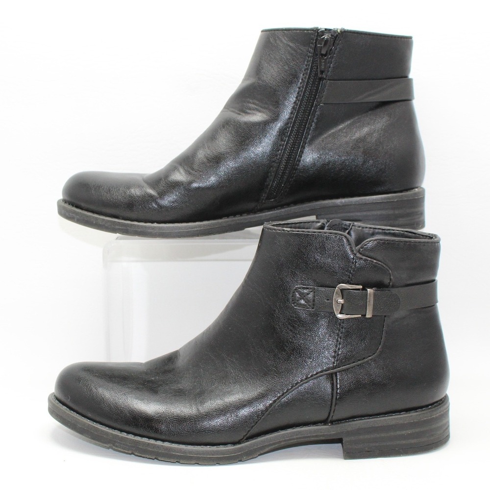 Baretraps Caine Womens Black Faux Leather Buckle Ankle Boots BTF16-10624-028-79